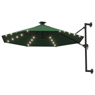 Parasol ogrodowy z LED, ścienny, 300 cm, zielony