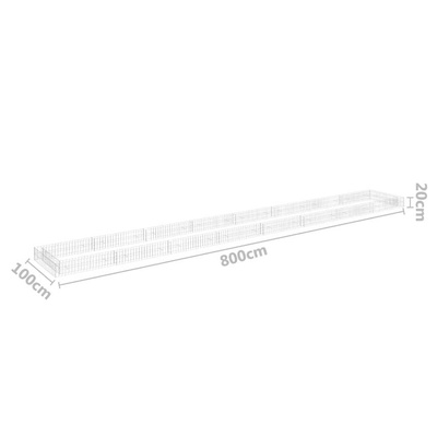 vidaXL Podwyższona donica gabionowa, galwanizowana stal, 800x100x20 cm