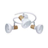 Lampa sufitowa spirala metal biała + drewno 3E14 Puerto Candellux 98-62697