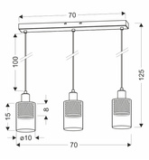 Lampa wisząca Cabi potrójna z kloszem bursztynowym metalowo-szklana czarna