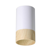 Lampa sufitowa tuba Conti biała drewniana pojedyncza GU10 natynkowa