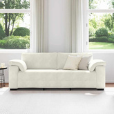 Sofa 3-osobowa, kremowa, 220x77x82 cm, aksamit