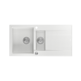 EVAN 156 GraniteQ zlewozmywak z syfonem Push To Open 1,5-komorowy z/o (1000x500x210; kom. 420x480) snow white / elementy stalowe