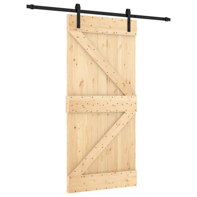 Drzwi przesuwne 95 x 210 cm Lite Drewno Sosnowe (Nieobrobione)
