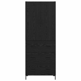 Highboard Czarny Dąb 69,5 x 34 x 180 cm Drewno inżynieryjne
