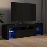vidaXL Szafka pod TV z oświetleniem LED, czarna, 140x36,5x40 cm