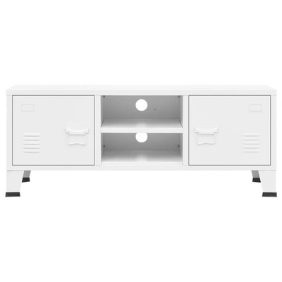 vidaXL Industrialna szafka pod TV, biała, 105x35x42 cm, metalowa