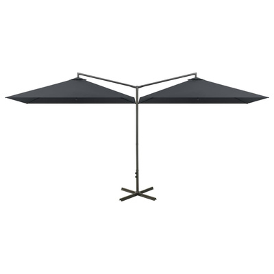 Podwójny parasol ogrodowy, stalowy słupek, antracyt, 600x300 cm
