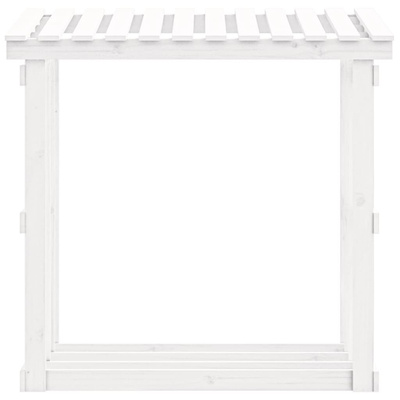 Stojak na drewno opałowe, biały, 108x64,5x109cm, drewno sosnowe