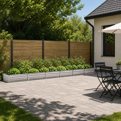 Podniesione Łóżko Ogrodowe srebrny 480 x 80 x 24 cm Ocynkowany