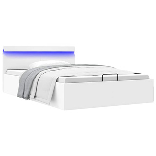 vidaXL Rama łóżka z podnośnikiem i LED, biała, ekoskóra, 120 x 200 cm