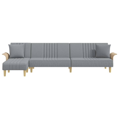 vidaXL Sofa rozkładana L, jasnoszara, 279x140x70 cm, tkanina