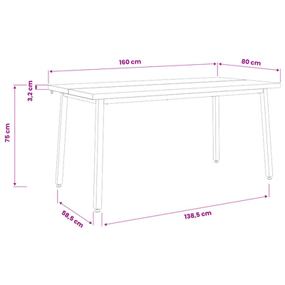 Kwadratowy stół do jedzenia 160 x 80 x 75 cm Lite Drewno Akacji