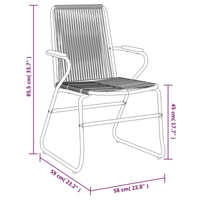 7-częściowy zestaw mebli ogrodowych, czarny, rattan PVC