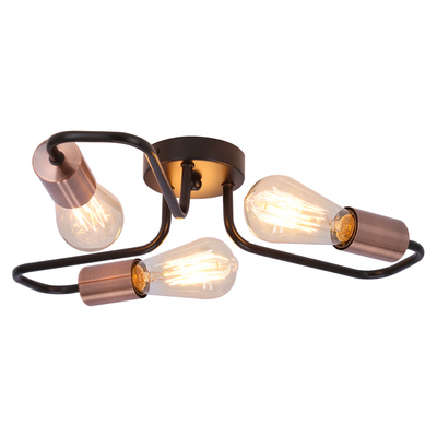 Lampa sufitowa czarna metalowa oprawka 3xE27 Herpe E27 33-66916