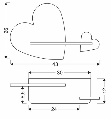 Kinkiet LED 5W lampka dziecka półka serce różowe Heart Candellux 21-84552