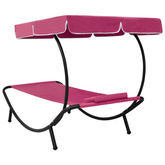 vidaXL Leżak ogrodowy z baldachimem i poduszką, różowy