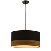 Lampa wisząca z abażurem Porto czarna z fornirem do salonu