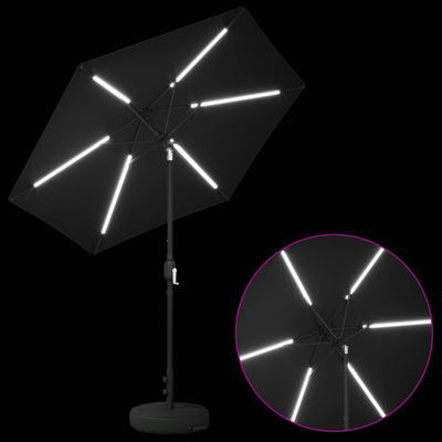 Parasol ogrodowy z oświetleniem LED i podstawą 230 x 230 cm