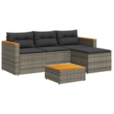 3-częściowa sofa do ogrodu, z poduszkami, szara, polirattanowa