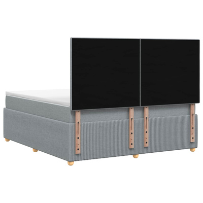 Łóżko z box spring LED z materacem jasnoszary 160 x 200 cm