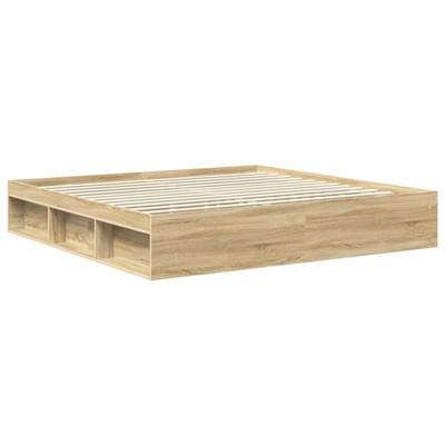 Ramka łóżka dąb Sonoma 200 x 200 cm Lite drewno sosnowe
