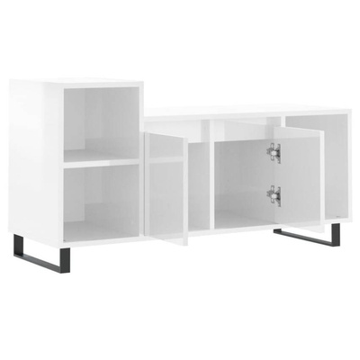 vidaXL Szafka pod TV, wysoki połysk, biała, 100x35x55 cm