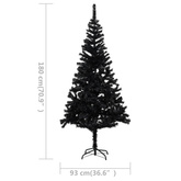 Sztuczna choinka z lampkami i bombkami, czarna, 180 cm, PVC vidaXL