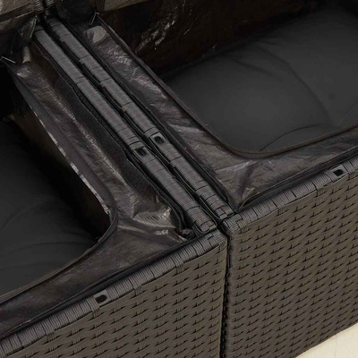 Sofa ogrodowa z poduszkami, 2-osobowa, czarna, z polirattanu