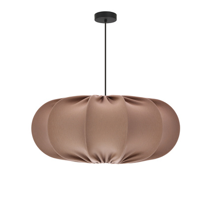 Lampa wisząca CAFEE' skandynawska z abażurem brązowym mokka 52 cm - minimalistyczne oświetlenie sufitowe w stylu japandi E27