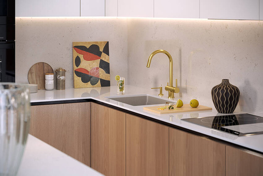 LOGAN 100 GraniteQ zlewozmywak soft taupe 59,5x45,1x21,5 cm 1-komorowy podwieszany z syfonem manualnym miedziany