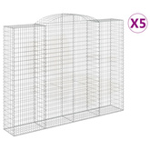 Kosze gabionowe, 5 szt, 300x50x220/240 cm, galwanizowane żelazo