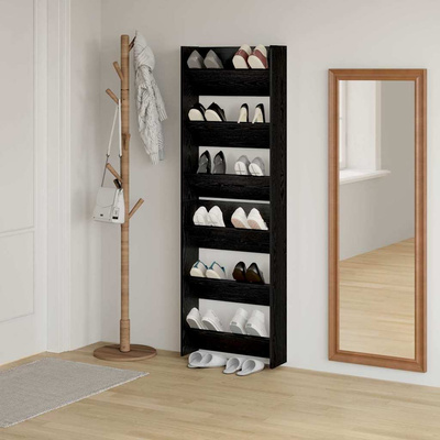 Szafka na buty z półką 2 pcs Czarny Dąb 60 x 18 x 90 cm