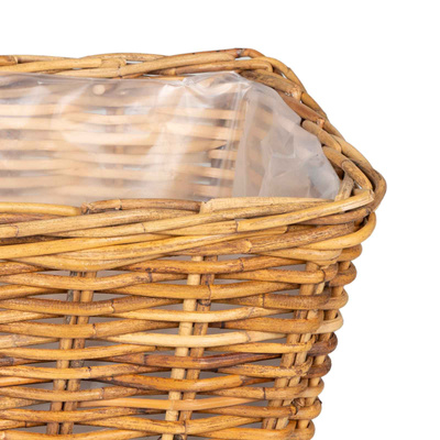Kosz na rośliny 3 szt. Naturalny Brąz Rattan Kubu