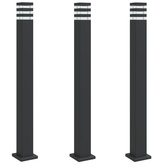 Zewnętrzne lampy stojące, 3 szt., czarne, 110 cm, aluminium