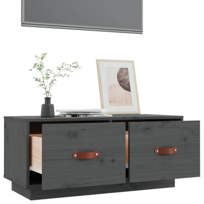 vidaXL Szafka pod TV, szara, 80x34x35 cm, lite drewno sosnowe