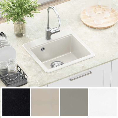 Zlew 80% Kwarc i 20% Żywica 470 x 440 mm Biały