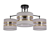 Lampa sufitowa czarny 3xE27 abażur biały + złoty Andy 33-00514
