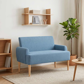 Sofa dwuosobowa z guzikowym pikowaniem niebieski