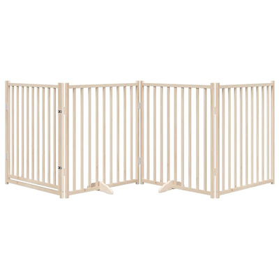 Bramka dla psa z drzwiami składana 4 panele 320 cm lite drewno jodłowe