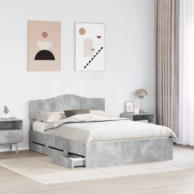 Ramka łóżka Betonowy szary 140 x 200 cm Drewno inżynieryjne