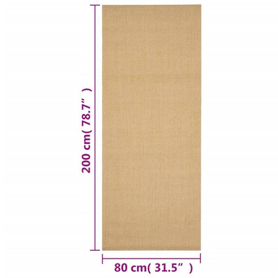vidaXL Dywanik, naturalny sizal, 80x200 cm