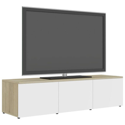 vidaXL Szafka pod TV, biel i dąb sonoma, 120x34x30 cm