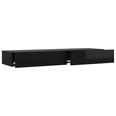 vidaXL Szafka pod TV z LED, czarna z połyskiem, 120x35x15,5 cm
