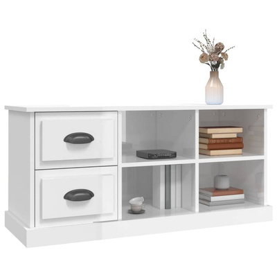 vidaXL Szafka pod TV, wysoki połysk, biała, 102x35,5x47,5 cm