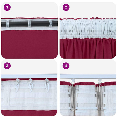 Zasłony z weluru 2 pcs czerwone wino 175 x 140 cm Aksamit