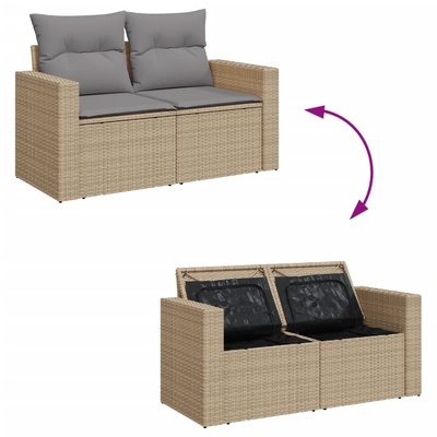 8-cz. zestaw mebli ogrodowych z poduszkami, mieszany beż