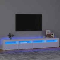 vidaXL Szafka pod TV z oświetleniem LED, biała z połyskiem,240x35x40cm