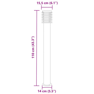 Lampy ogrodowe na słupku, 3 szt., srebrne, 110 cm, stal