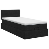 Łóżko ottoman z materacem Czarny 90 x 200 cm tkanina